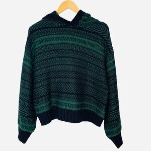 Titicaca Brand (japanese?) hooded Green Long Sleeve Sweater size Large check des